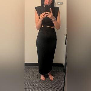 Aqua Black Maxi Pencil Skirt with Cut Out for Night Out